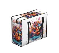 hhbiuuo Colorful Note Guitar Print Storage Bag, Reusable Groceries Bag, Waterproof Tote for Picnics, Travel, Moving&Everyday Use