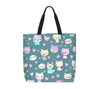 hhbiuuo Cute little fox Print Women's Canvas Tote Bag, Stylish Zipper Handbags, Large Shoulder Bag for Work, Travel Shopping