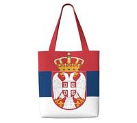 hhbiuuo Flag of Serbia Print Large Tote Bag for Women - Reusable Canvas Shoulder Tote Bags, for Travel, Work, Daily Use