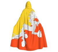 hhbiuuo Flag of the Kingdom of Bhutan Print Halloween Hooded Cape, Adult Witch Hooded Robe, for Cosplay Magician Themed Party Costumes
