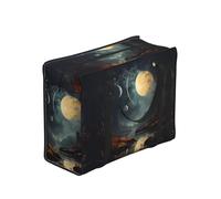 hhbiuuo Moon Stars and Planets Print Storage Bag, Reusable Groceries Bag, Waterproof Tote for Picnics, Travel, Moving&Everyday Use