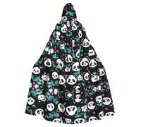 hhbiuuo Panda cute face Print Halloween Hooded Cape, Adult Witch Hooded Robe, for Cosplay Magician Themed Party Costumes