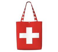 hhbiuuo Swiss Flag Print Large Tote Bag for Women - Reusable Canvas Shoulder Tote Bags, for Travel, Work, Daily Use