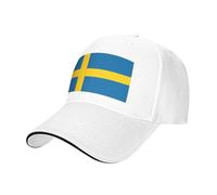 hhbiuuo Unisex White Baseball Caps, Swedish Flag Print Adjustable Snapback Hats, Fashion Comfortable Sun Golf Dad Trucker Hat