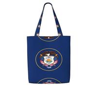 hhbiuuo Utah Flag Print Large Tote Bag for Women - Reusable Canvas Shoulder Tote Bags, for Travel, Work, Daily Use