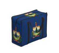 hhbiuuo Vermont State Flag Print Storage Bag, Reusable Groceries Bag, Waterproof Tote for Picnics, Travel, Moving&Everyday Use
