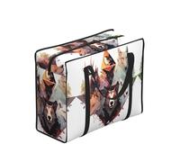 hhbiuuo Wolves and Reindeer Print Storage Bag, Reusable Groceries Bag, Waterproof Tote for Picnics, Travel, Moving&Everyday Use