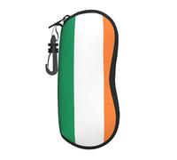 hhbiuuo Zip Eyeglasses Case,Portable Soft Glasses Bag with Hook,Irish flag Print Design,Sunglasses Pouch for Men Women