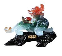 HHCTEBEC Chinese Resin Pi Yao/Pi Xiu Statue Feng Shui Wealth Guardian,Home Office Decoration Tabletop Decor Figurine for Wealth Success Prosperity,B2,22 * 12 * 18cm