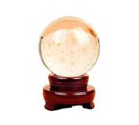 HHCTEBEC Crystal Ball, with Wooden Stand Transparent Crystal Glass Ball for lensball Photography Fortune Teller Feng Shui Witchcraft Decor Scrying Magic Decorative Sphere,C,6cm