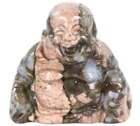 HHCTEBEC Hand Carved Crystal Stone Maitreya Buddhism, 1.5 Inch Laughing Happy Buddha Figurine Home Decoration, Rose Quartz Sitting Sculpture Decor Yoga Figurine Feng Shui Good Luck Indoor,17,1.5in