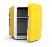 HHCTEBEC Mini Fridge for SkinCare, Food and Drinks Portable Small Refrigerator 6L/6 Can Cooler Compact Fridge Small Fridge for Bedroom, Dorm, Car, Office,Yellow