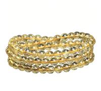 HHCTEBEC Multi-Wrap Gold Rutilated Quartz Bracelet for Men Women, Genuine Golden Hair Crystal Beaded Stretch Jewelry for Abundance, Confidence, Protection & Chakra Energy Healing Stone,8A,4MM
