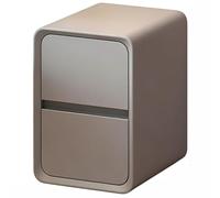 HHCTEBEC Narrow Nightstand with 2 Drawers - 25Cm Wide Solid Wood Bedside Table for Small Spaces, Modern Walnut Finish,Grey,25 * 40 * 47CM