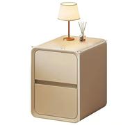 HHCTEBEC Narrow Nightstand with 2 Drawers - 25Cm Wide Solid Wood Bedside Table for Small Spaces, Modern Walnut Finish,Natural,40 * 40 * 47CM