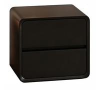 HHCTEBEC Narrow Nightstand with 2 Drawers - 25Cm Wide Solid Wood Bedside Table for Small Spaces, Modern Walnut Finish,Black,20 * 40 * 47CM