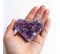 HHCTEBEC Natural Amethyst Crystal Heart Cluster, Raw Gemstone Decor, Reiki Healing Gift