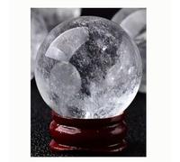 HHCTEBEC Natural Crystal Ball with Wood Stand Gemstone Sphere, Polished Healing Energy Mineral Gemstone Balls for Reiki Chakra Decoration Fengshui (70-80Mm) Fengshui Home Decoration,1