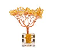 HHCTEBEC Natural Crystal Money Tree on Glass Base, Feng Shui Wealth Luck Bonsai, Crystals and Healing Stones Feng Shui Office Desk Decor for Home, Business Gift, Prosperity Ornament,A