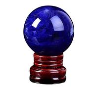 HHCTEBEC Natural Crystal Quartz Ball Blue Smelting Crystal Ball with Stand for Healing/Divination/Chakra Balance/Yoga/Home/Office FengShui Decoration,15cm/5.9in