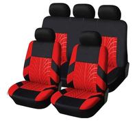 HHCVLUZI Car Seat Covers For Fiesta Fusion Escort Focus Mondeo KUGA Ecosport,Cloth Full Surround Cushion Breathable Front Rear Seat Cover Seat Protectors Interior Accessories,C/Red