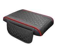 HHCVN Car Armrest Cushion For Audi A3 Sportback/A3 Allstreet/S3 Limousine, PU Leather Waterproof Armrest Seat Box Cover With 2 Storage Bags Car Interior Accessories,Black and red