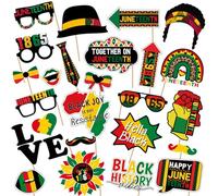 hhdatc 16PCS Juneteenth Celebration Photo Booth Props Set Multicolored Paper Photo Booth Props Fun Freedom Day Bash Party Favors for Black History Month