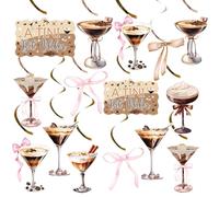 hhdatc 20-Pack "A Tiny Bit Older" Martini Hanging Swirl Decor Glitter Bow & Tini Bar Ceiling Streamers for Martini Birthday & Bachelorette Bridal Showers
