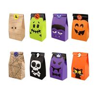 hhdatc 24 Pcs Halloween Treat Bags with Handles halloween Party Favors Paper Gift Trick or Treat Bags for Candy, Snacks Goodies Party Favors Trick or Treat Supplies
