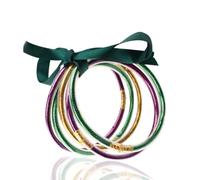 hhdatc Mardi Gras Glitter Jelly Bangles Glitter-Filled Waterproof Silicone Bracelets Set Purple Green Gold Buddha Bracelets for Party Favors Gifts