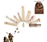 HHDLMTOYS 11PCS Natural Wooden Bird Call Set - 11Handmade Bird Whistle with 1Easy-Carry Storage Bag | Suitable for Bird Enthusiasts, Camping Trips, Outdoor Exploration & Educational Activities