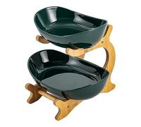 HHEMSTD 2 Tier Fruit Basket Ceramic Tiered Fruit Bowl Home Living Room Plastic Snack Dish Yuanbao Shaped Snack Bowl Storage Stand Green
