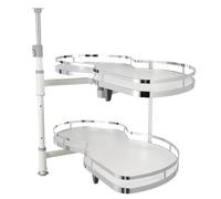 HHEMSTD Cabinet Corner Pull Out Turntable Storage Shelf kitchen rotating storage basket Carousel Storage Rack White Flying Saucer Basket Right Open 2 Tier small magic corner Kitchen Cupboard