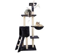HHENGYISOUL Cat Tree Tower - 138 cm Tall Activity Center With Condo and Hammock for Indoor Cats - Multi-Level, Dark Grey