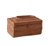 HHF Baskets Bins 1-Pack, Handmade Natural Rattan Tissue Boxes, Home Decoration Country Style Case, Household Sheet Paper Storage Basket Clothing Storage(23cm x 13cm x 11cm)