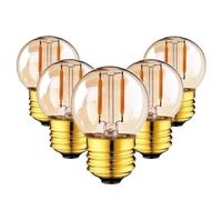 HHF Home Lighting, 5-Pack, LED Filament COB Bulb DC/AC12V-24V G40 1W E12/E14/E26/E27 Outdoor Landscape Lamp Chandelier Candle Light(G40G 2200K E27)