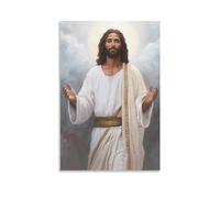 HHGaoArt Sacred Heart of Jesus Poster Christ Picture Religious Catholic Canvas Wall Art Mary Picture for Church Living Room Decor (06-Black Jesus,24x36inch-Unframe)