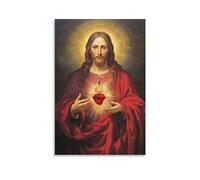 HHGaoArt Vintage Jesus Picture for Wall Sacred Heart Poster God Christ Religious Catholic Canvas Painting Mary Print Artwork for Church Decor (02-jesus photo,24x36inch-Unframe)