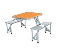 HHGDS Outdoor Camping Folding Table And Chair One Table Four Chairs Aluminum Alloy Connected Simple Portable Folding Picnic Table,orange