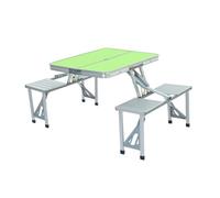 HHGDS Outdoor Camping Folding Table And Chair One Table Four Chairs Aluminum Alloy Connected Simple Portable Folding Picnic Table,green