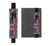 HHGFASD Black American Flag Pattern PVC Leather Pencil case Bookmark 2-in-1 Anti Slip Storage Essential for Travel Accounts