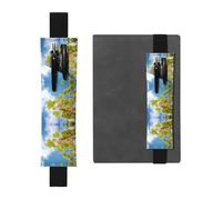 HHGFASD Black Ginkgo Leaves Under The Blue Sky Pattern PVC Leather Pencil case Bookmark 2-in-1 Anti Slip Storage Essential for Travel Accounts