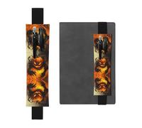 HHGFASD Black Pumpkin Monster in The fire Pattern PVC Leather Pencil case Bookmark 2-in-1 Anti Slip Storage Essential for Travel Accounts