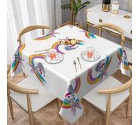 HHGFASD Crossing the rainbow Pattern Square Decorative Tablecloth 54"x54" Waterproof, Wrinkle-Resistant, Reusable for Coffee Shops, Buffet, Picnics, Weddings, Parties