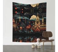 HHGFASD Decoration Tapestry 60x51in small towns Pattern Soft, Durable, Skin Friendly, Lightweight Wall Hanging for Indoor & Outdoor Use