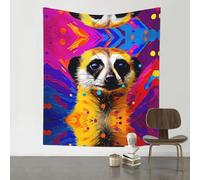 HHGFASD Decoration Tapestry 60x51in Spirited Meerkat Pattern Soft, Durable, Skin Friendly, Lightweight Wall Hanging for Indoor & Outdoor Use