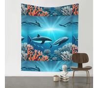 HHGFASD Decoration Tapestry 60x51in Whales under the sea Pattern Soft, Durable, Skin Friendly, Lightweight Wall Hanging for Indoor & Outdoor Use