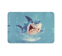 HHGFASD Doormat floor mat 16x24in Angry Shark Pattern water-absorbent Anti-slip, for front doors, entrances, and bathrooms