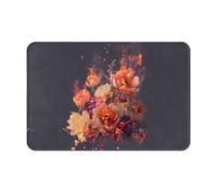 HHGFASD Doormat floor mat 16x24in Burning flowers Pattern water-absorbent Anti-slip, for front doors, entrances, and bathrooms
