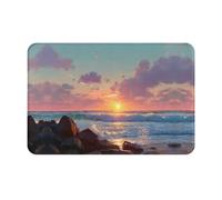 HHGFASD Doormat floor mat 16x24in Sunrise on the coast Pattern water-absorbent Anti-slip, for front doors, entrances, and bathrooms